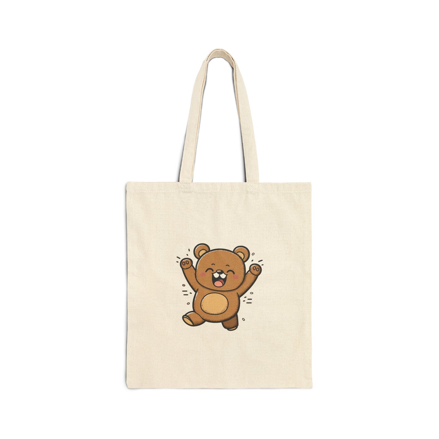 Happy Teddy Cotton Canvas Tote Bag