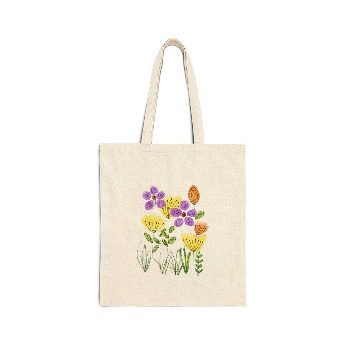 Floral Cotton Canvas Tote Bag