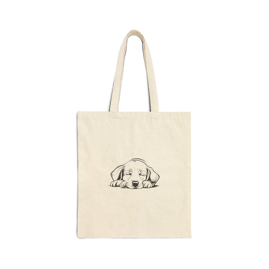 Cute Dog Nap Cotton Canvas Tote Bag