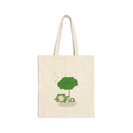 Cute Rain Frog Cotton Canvas Tote Bag