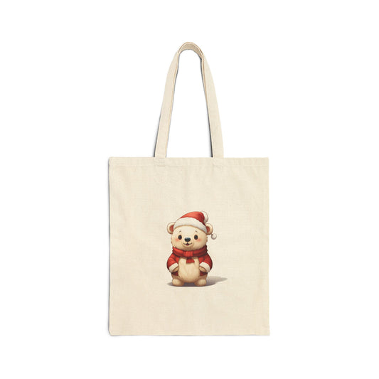 Merry Bear Cotton Canvas Tote Bag