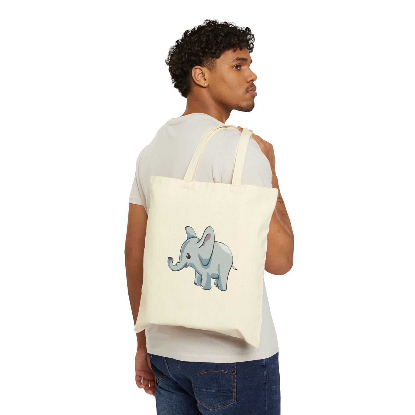 Baby Elephant Cotton Canvas Tote Bag