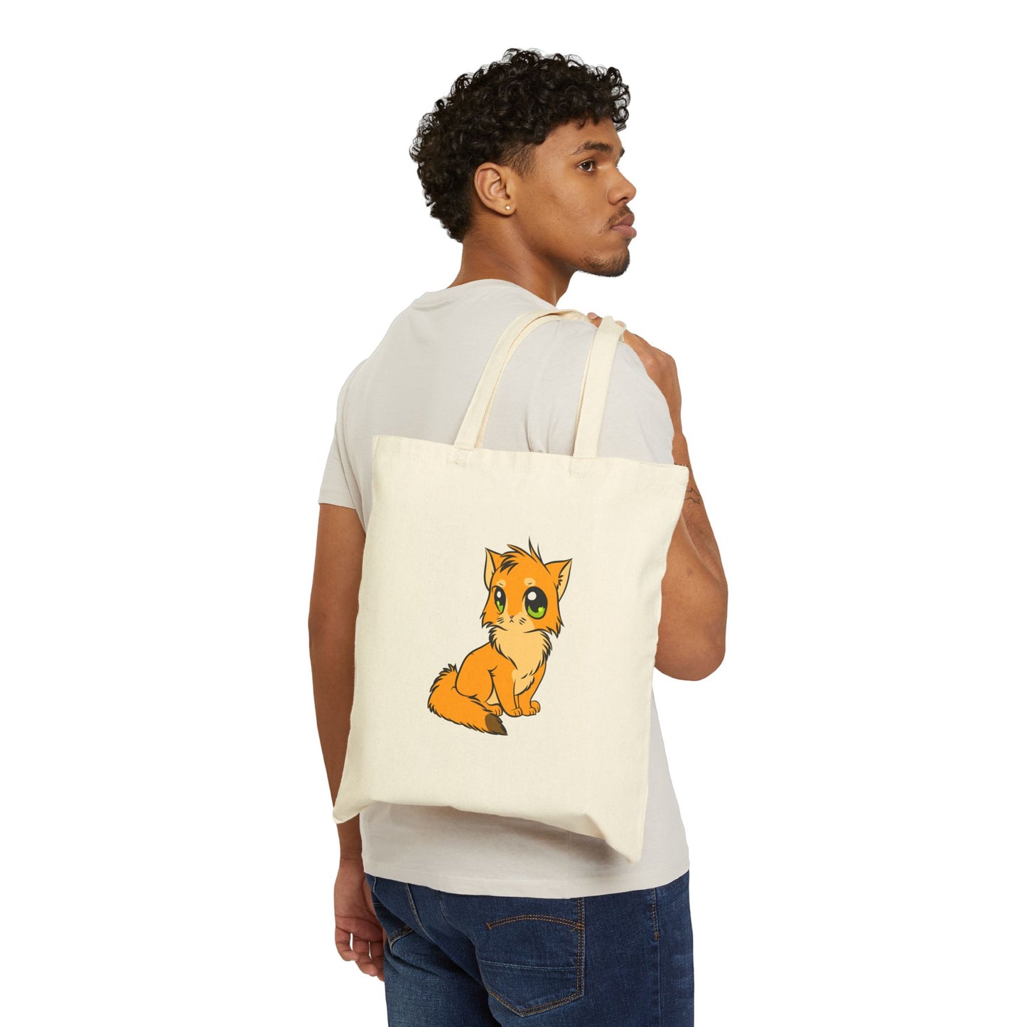 Adorable Cat Cotton Canvas Tote Bag