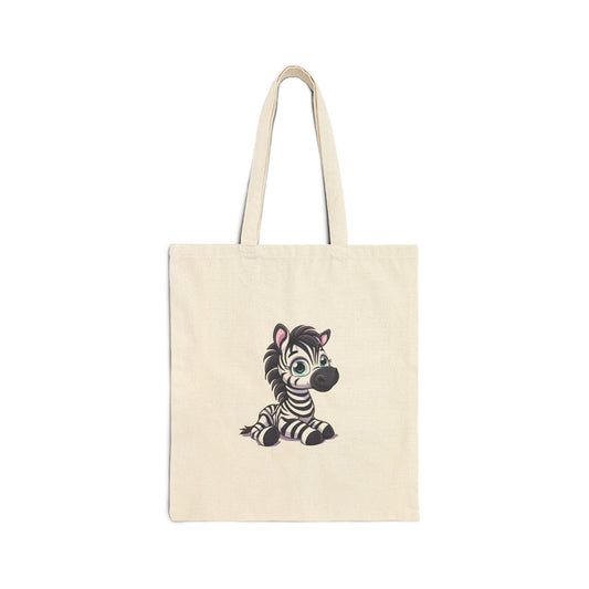 Baby Zebra Cotton Canvas Tote Bag