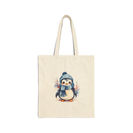 Cute Penguin Cotton Canvas Tote Bag