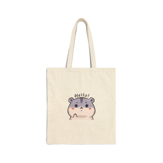 Cute Kitty Hello Cotton Canvas Tote Bag