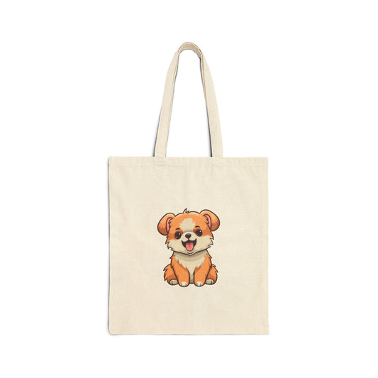 Adorable Puppy Cotton Canvas Tote Bag