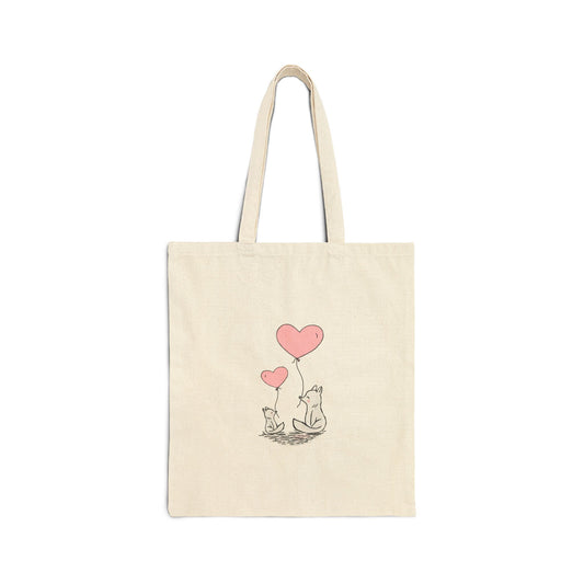 Cute Love Hearts Cotton Canvas Tote Bag