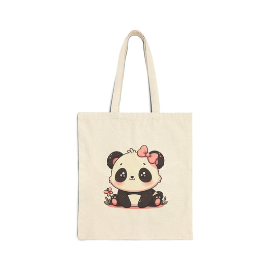 Baby Girl Panda Cotton Canvas Tote Bag