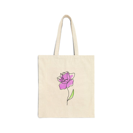 Pink Rose Cotton Canvas Tote Bag