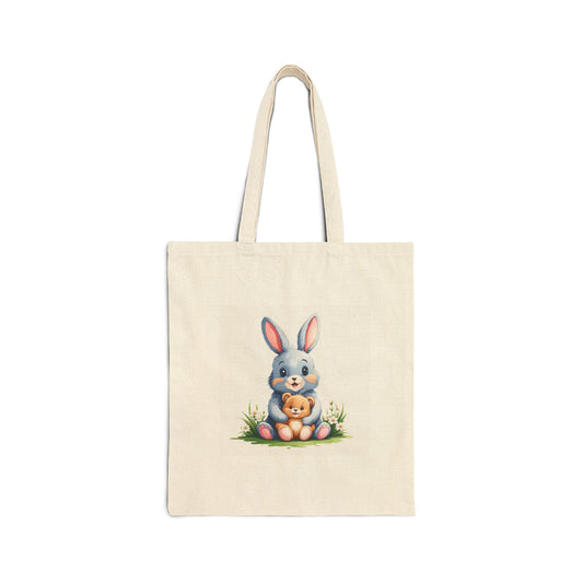 Bunny n Bear Cotton Canvas Tote Bag