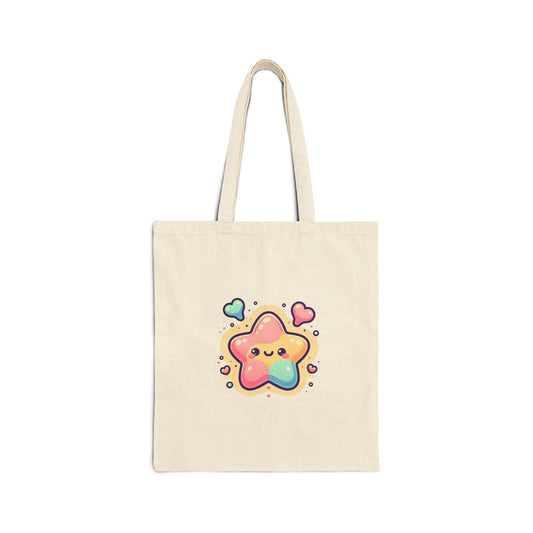 Cute Love Star Cotton Canvas Tote Bag