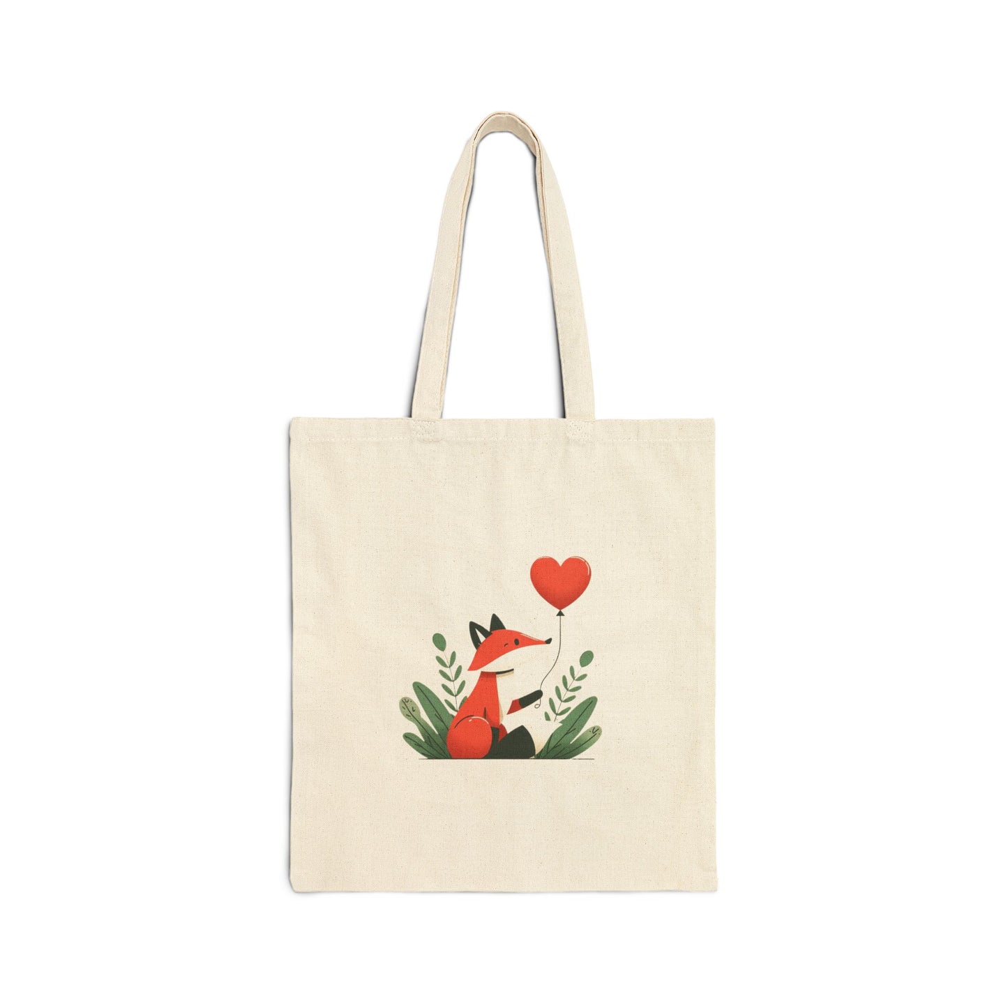 Fox in Love Cotton Canvas Tote Bag