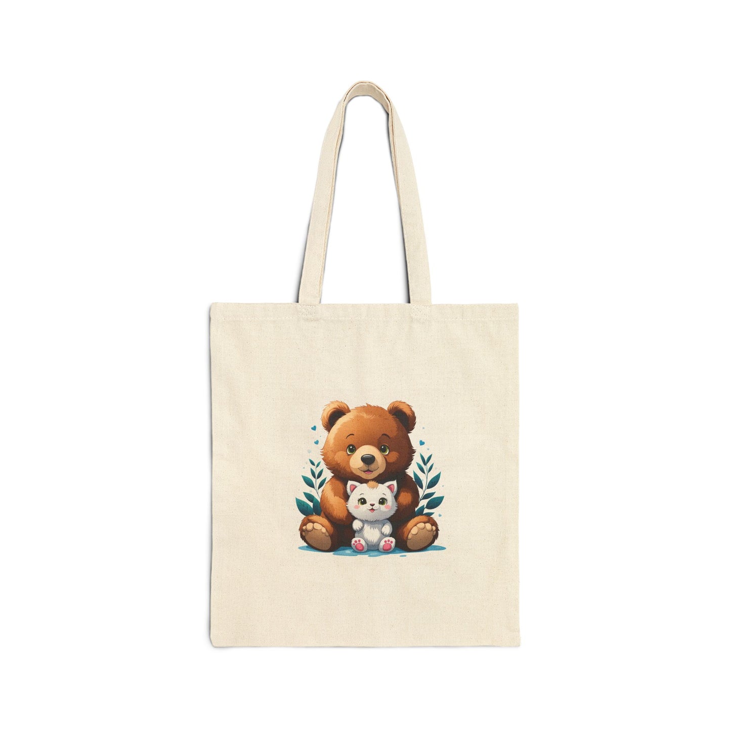 Bear n Kitty Cotton Canvas Tote Bag