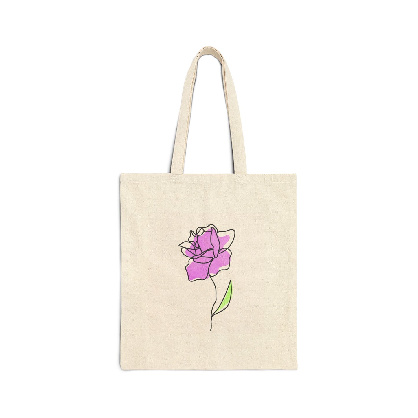 Pink Rose Cotton Canvas Tote Bag