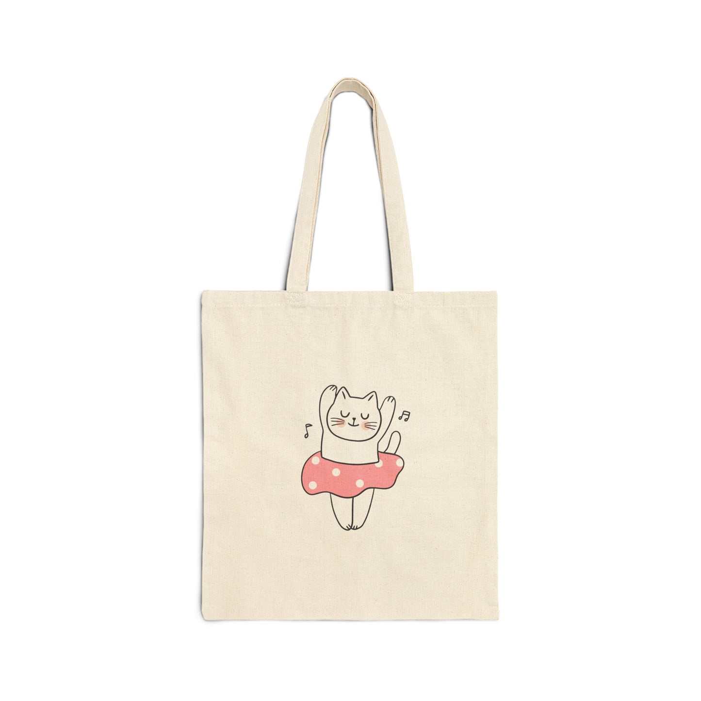 Dancing Kitty Cotton Canvas Tote Bag